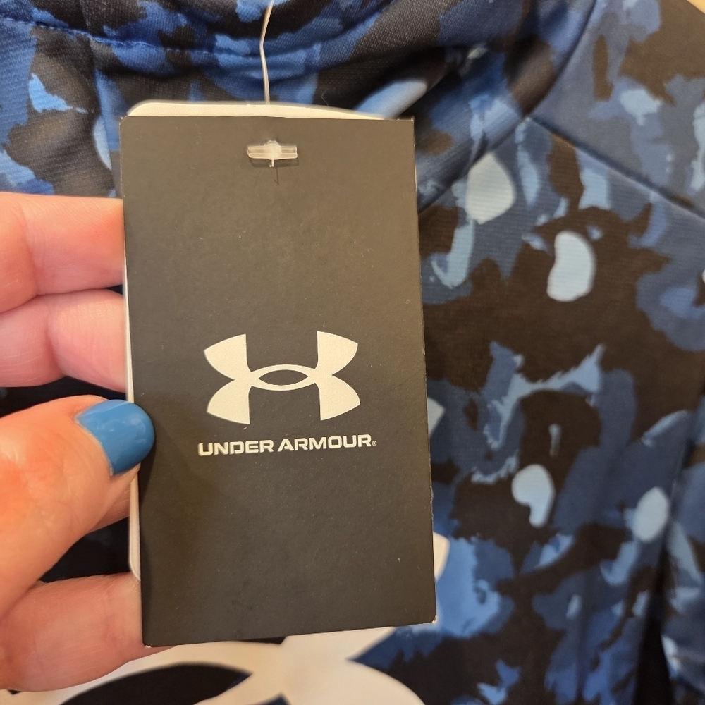 Under Armour Boys' Armour Fleece Camo Hoodie Youth Large Black Blue Activewear - Picture 2 of 8